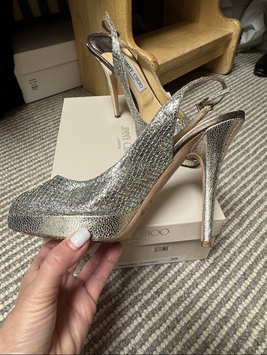 glitter silver peep toe high heels